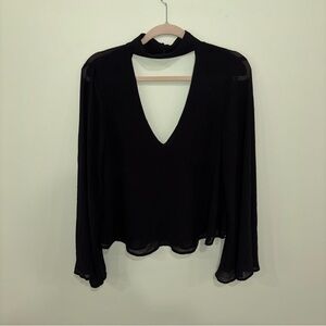 Show Me Your MuMu Black Cutout Olsen Y2K Kimono Sleeve Top Chiffon Women’s Sz M